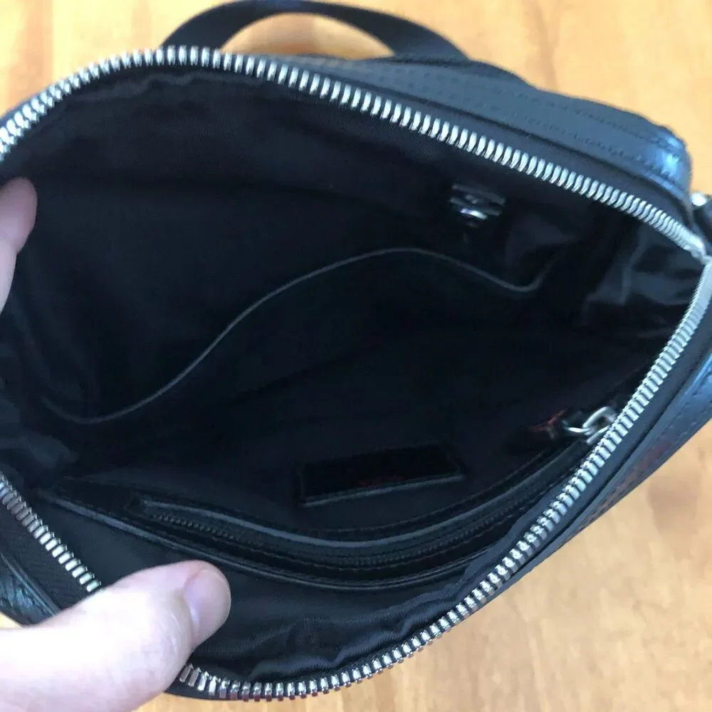 TUMI Crossbody Case Bag Purse Black Nylong Multi Compartment Pockets Adjustable